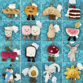 Marshmallow Plush Toy, Small Cherry Charm, Little Turtle Plush Toy, Croissant, Little Penguin JC Bag Charm