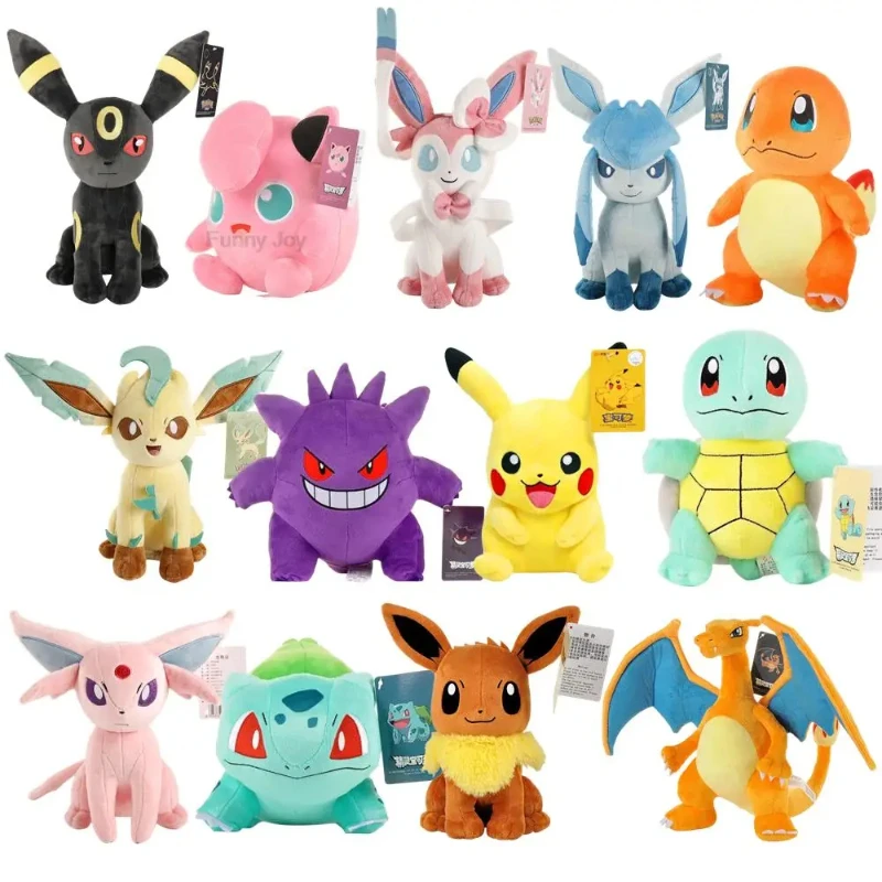 53 Styles Pokemon Plush Charmander Squirtle Pikachu Moon Leaf Eevee Plush Bulbasaur Stuffed Animal Toy Gengar Doll Gift for Kid